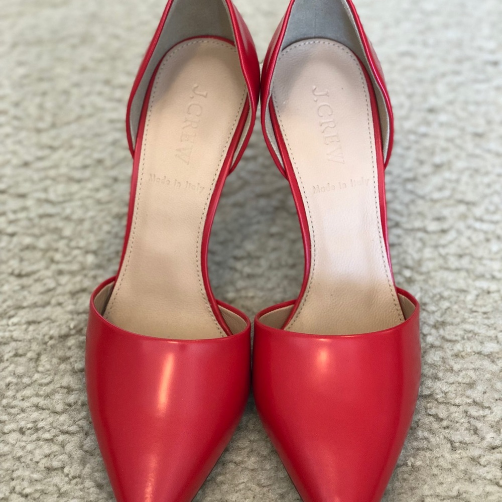 J.Crew Elsie Glossy Red D’Orsay Heels $278 - Picture 2 of 7